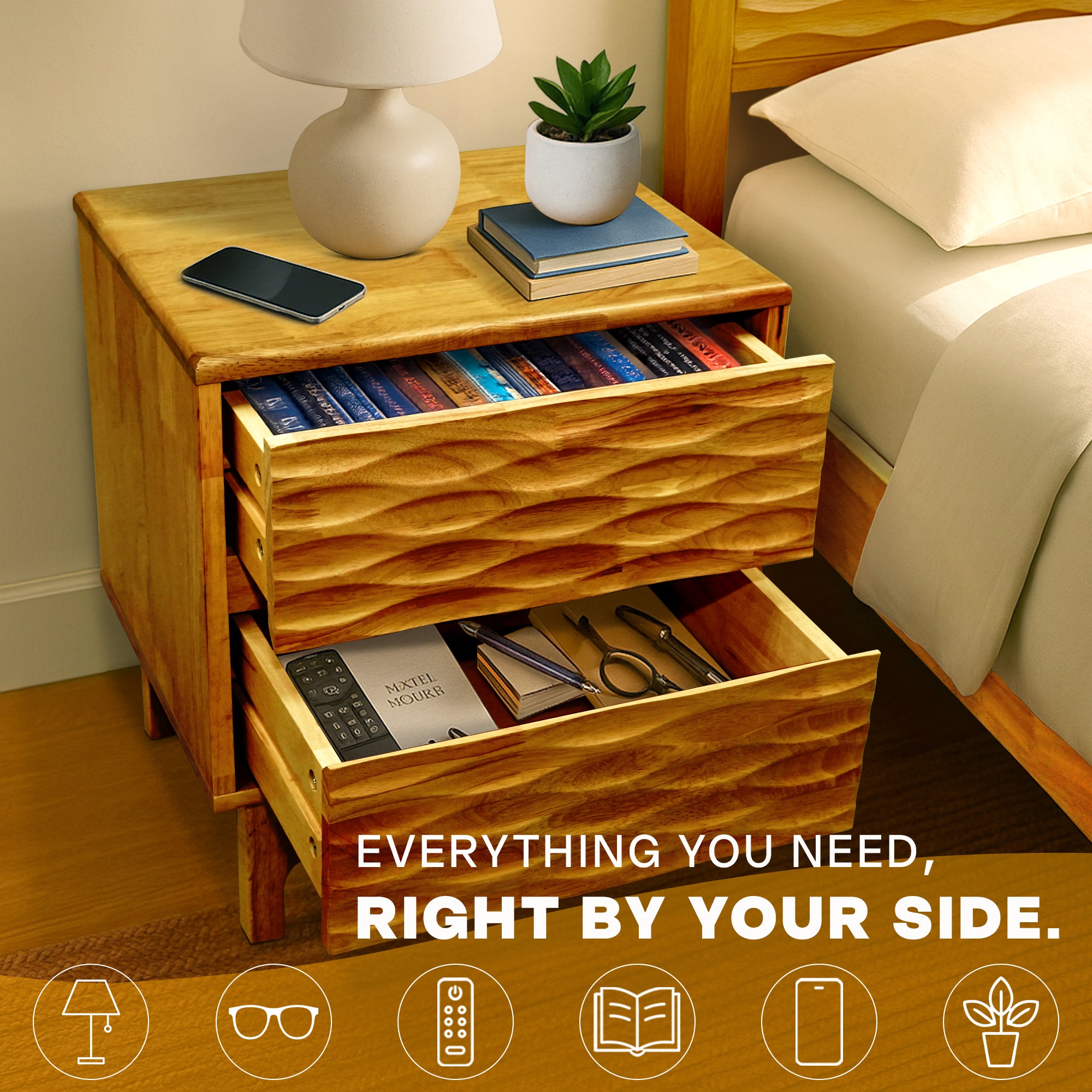 Elara Nightstand with 2 Drawers Elara Nightstand with 2 Drawers