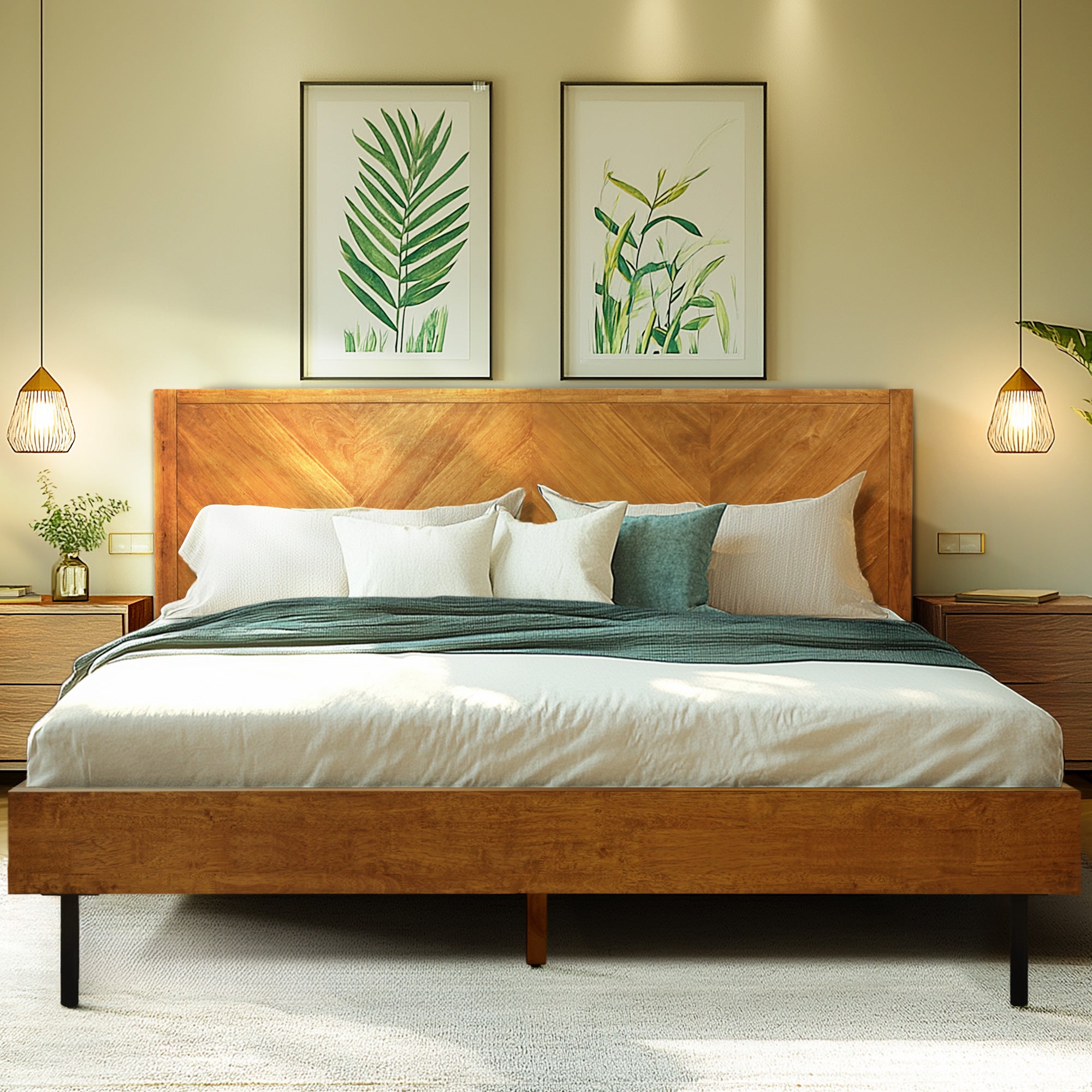 Alander Deluxe Wood Platform Bed Frame