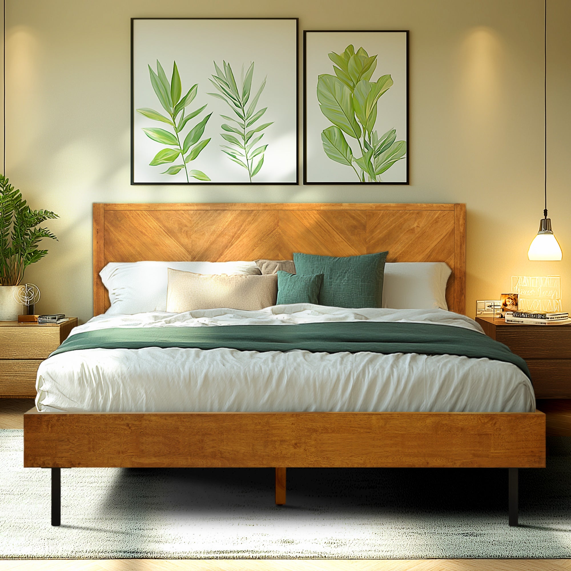 Alander Deluxe Wood Platform Bed Frame