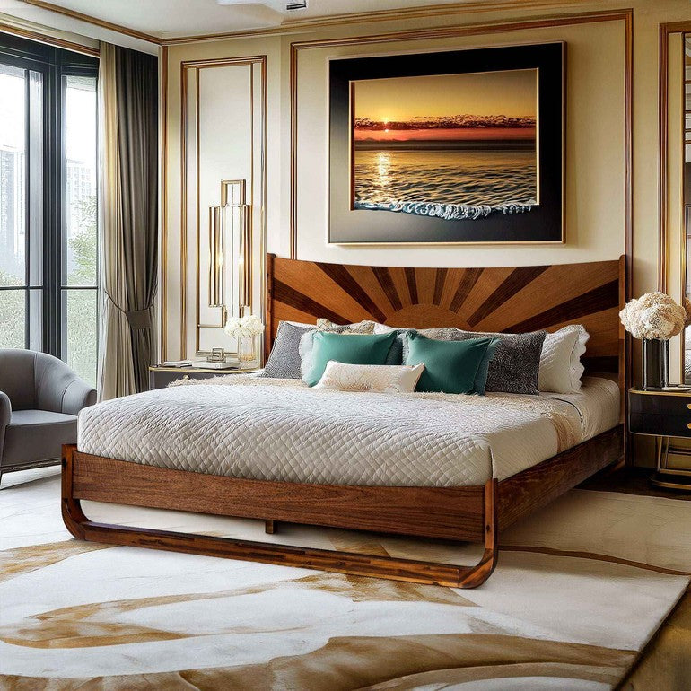 Rorns Sunset Platform Bed Frame With Headboard - Megsu