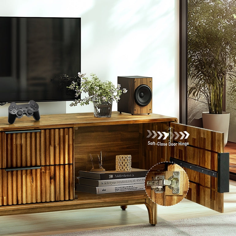 Megsu Bosk Wood Fluted TV Stand
