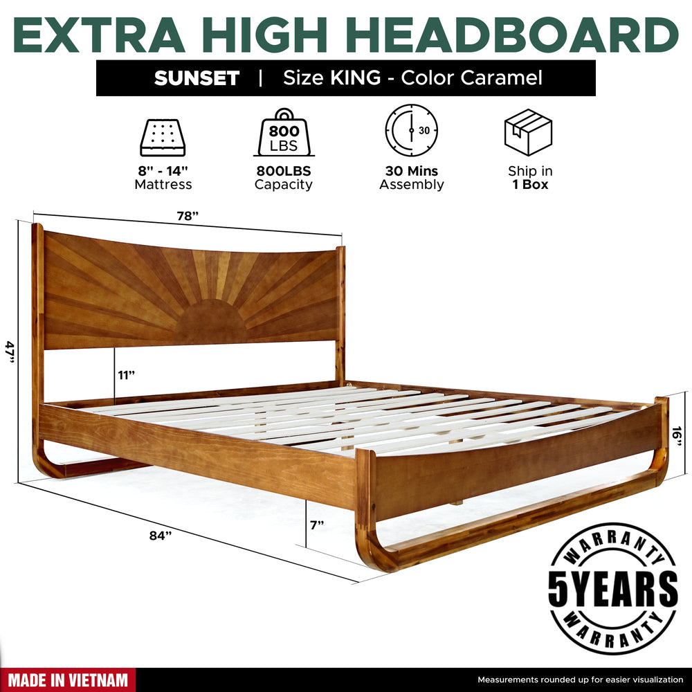 Sunset Platform Bed Frame With Headboard