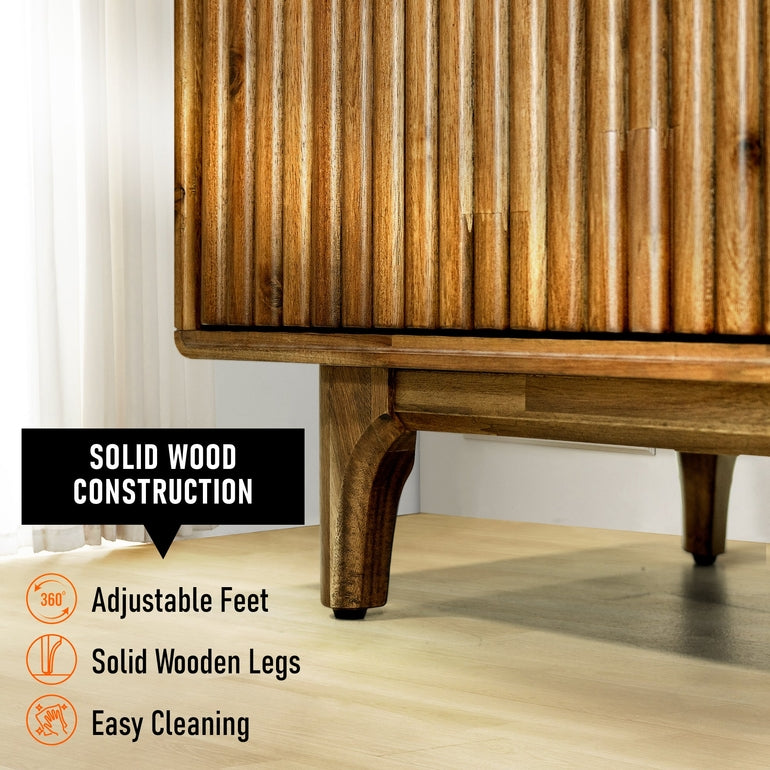 Megsu Bosk Wood Fluted TV Stand