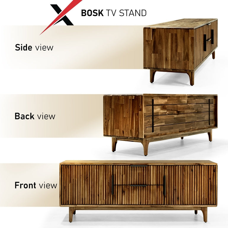 Megsu Bosk Wood Fluted TV Stand