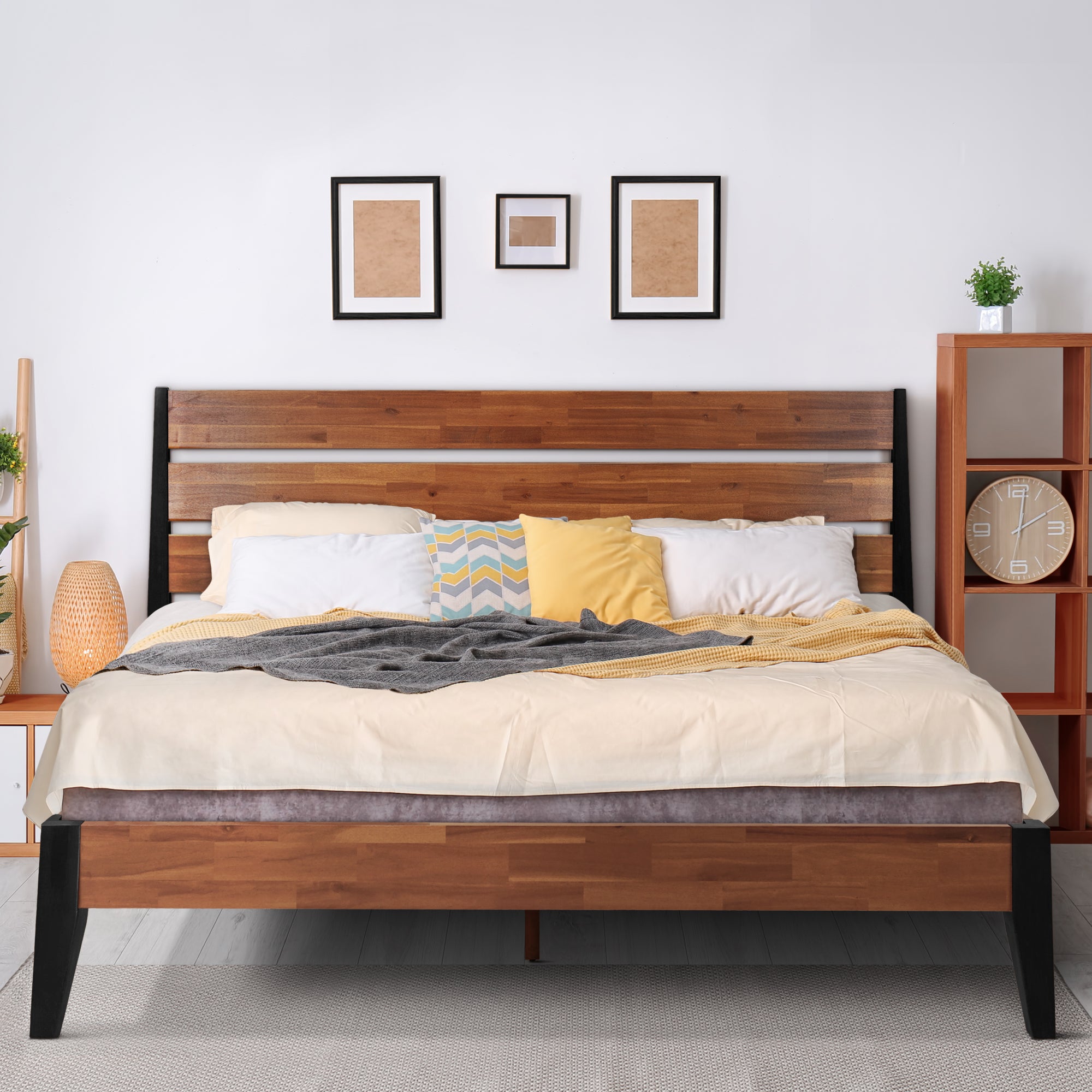 Emery Deluxe Wood Platform Bed Frame