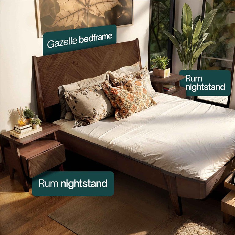 Rorns Rum Nightstand with drawer - Megsu