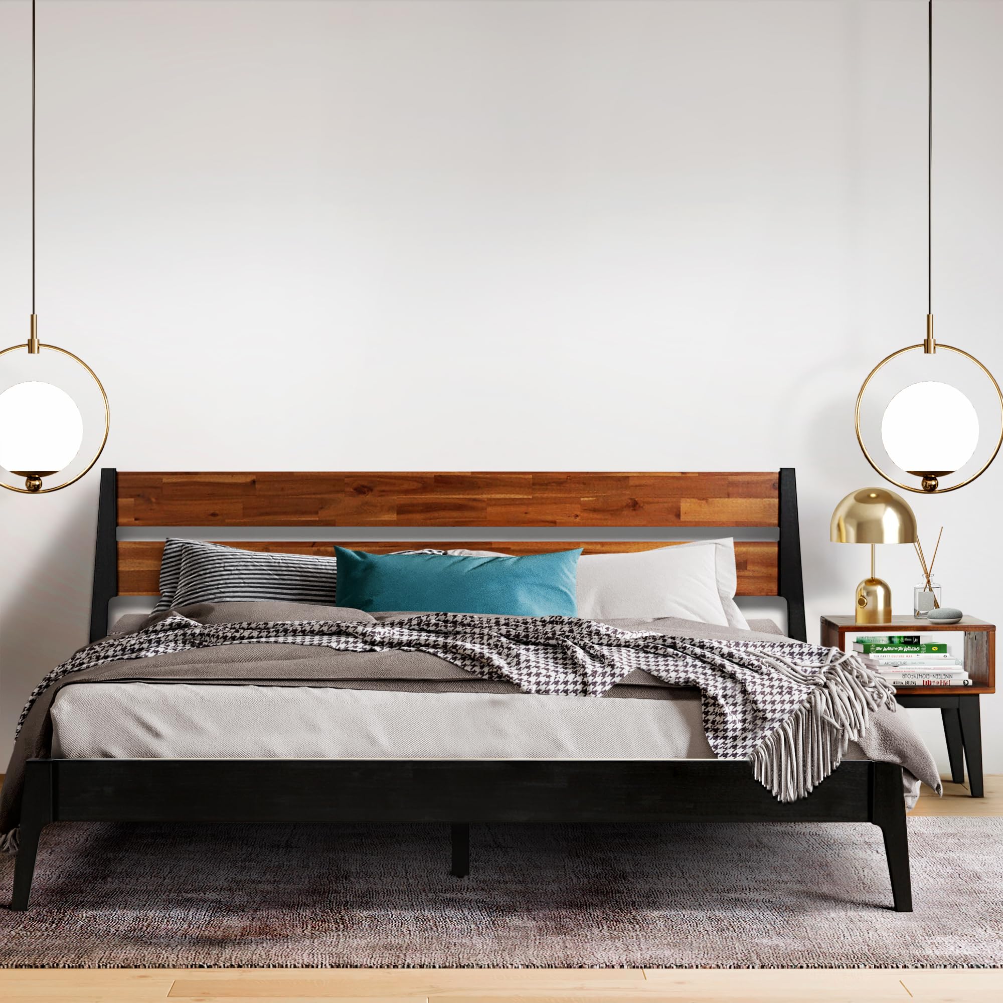 Callisto Solid Wood  Bed Frame and Nightstand Bedroom Set