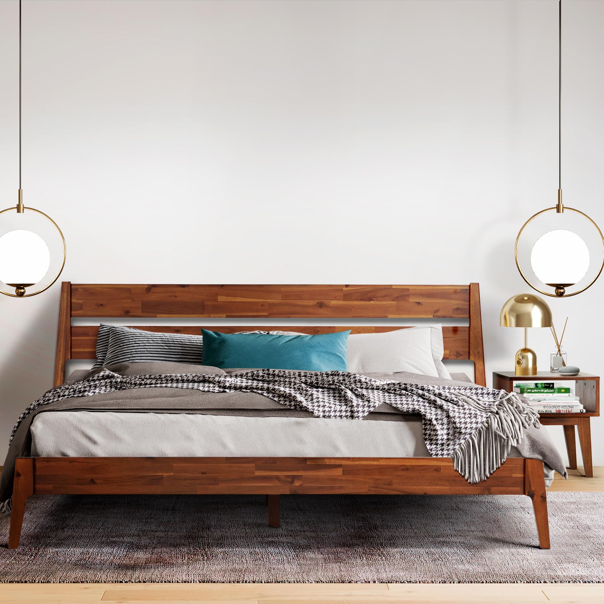 Callisto Solid Wood  Bed Frame and Nightstand Bedroom Set