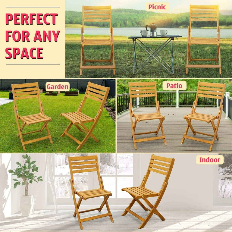 Tranquillo Anya Acacia Wood Folding Chairs Set of 2 - Megsu