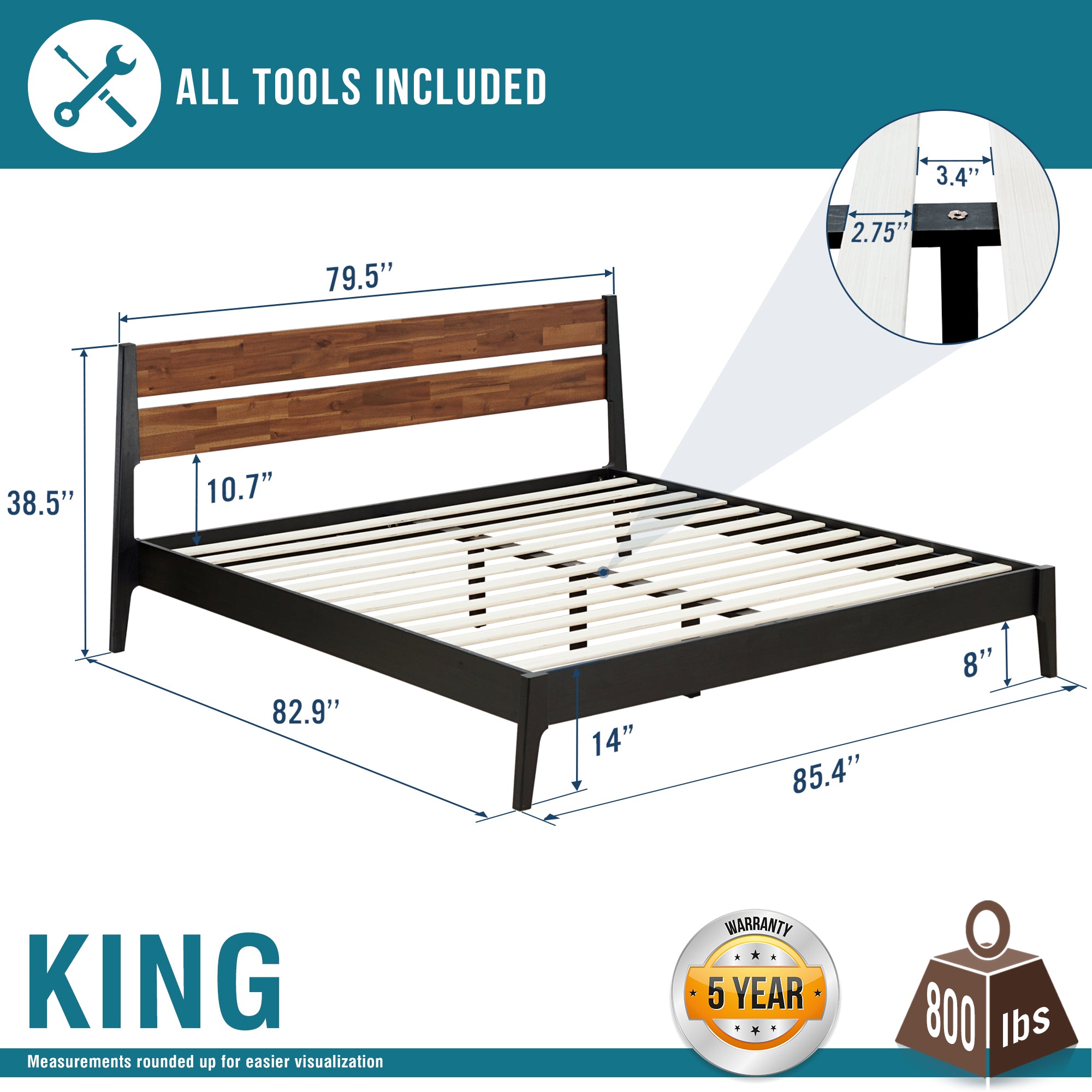 Callisto Deluxe Solid Wood Bed Frame