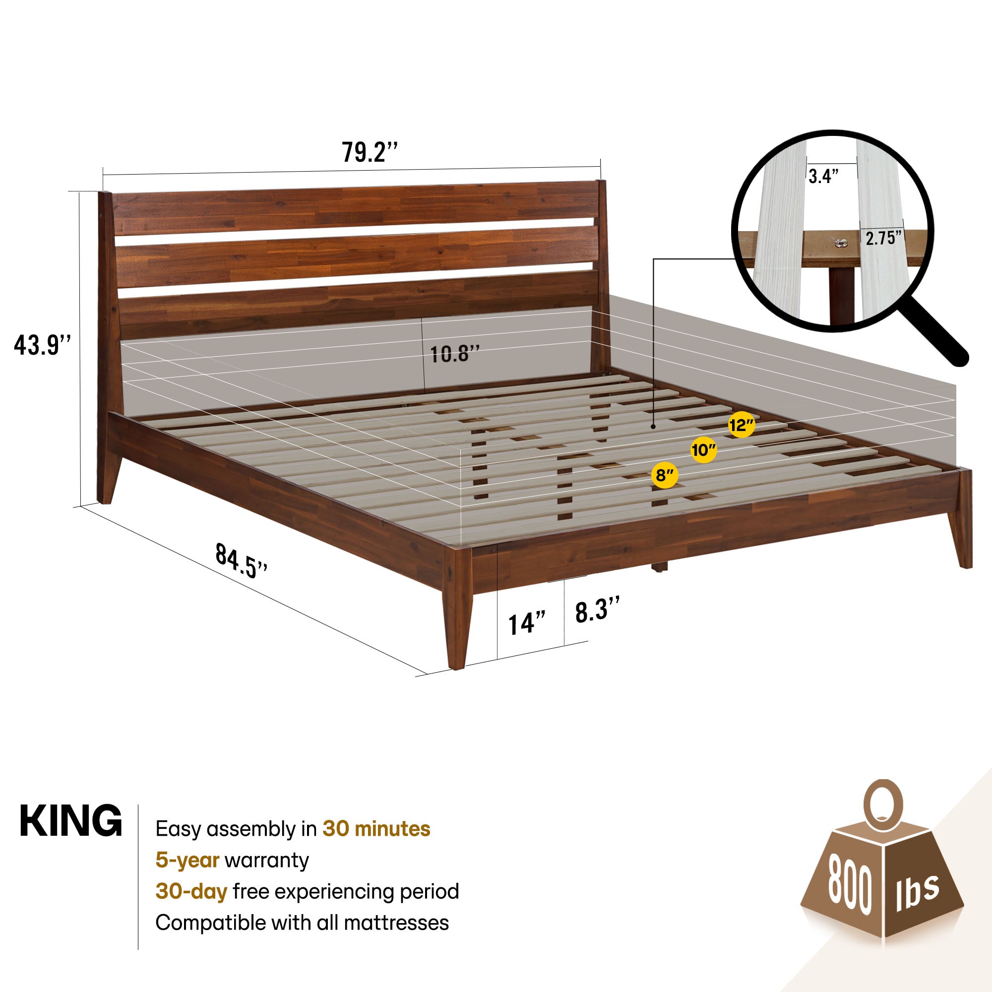 Emery Solid Wood Bed Frame