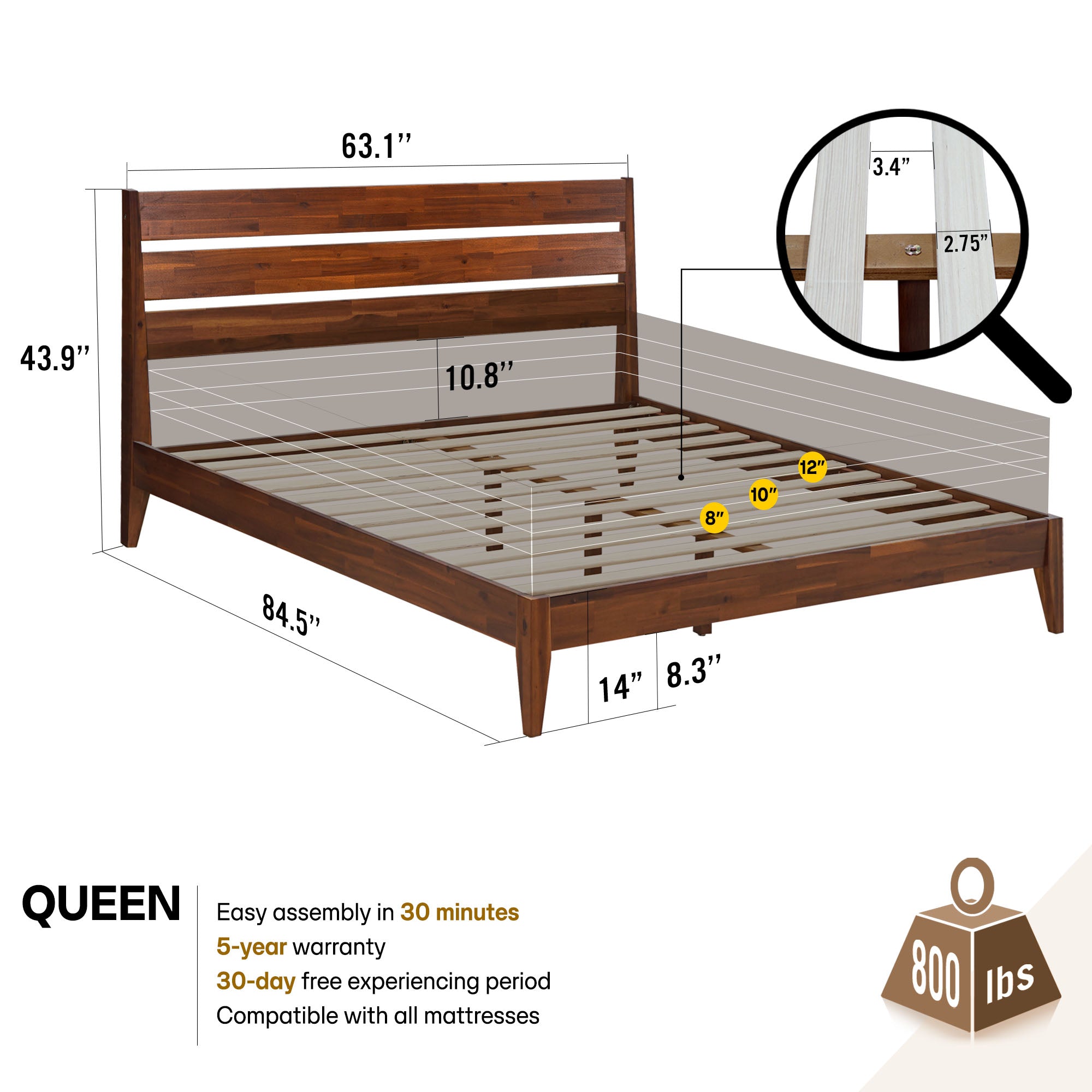 Emery Solid Wood Bed Frame