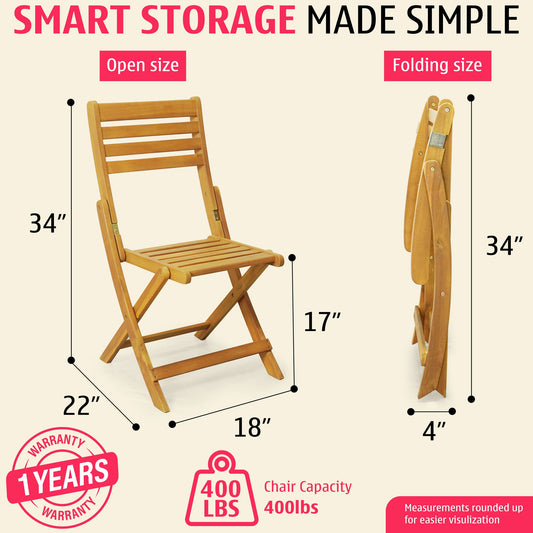 Tranquillo Anya Acacia Wood Folding Chairs Set of 2