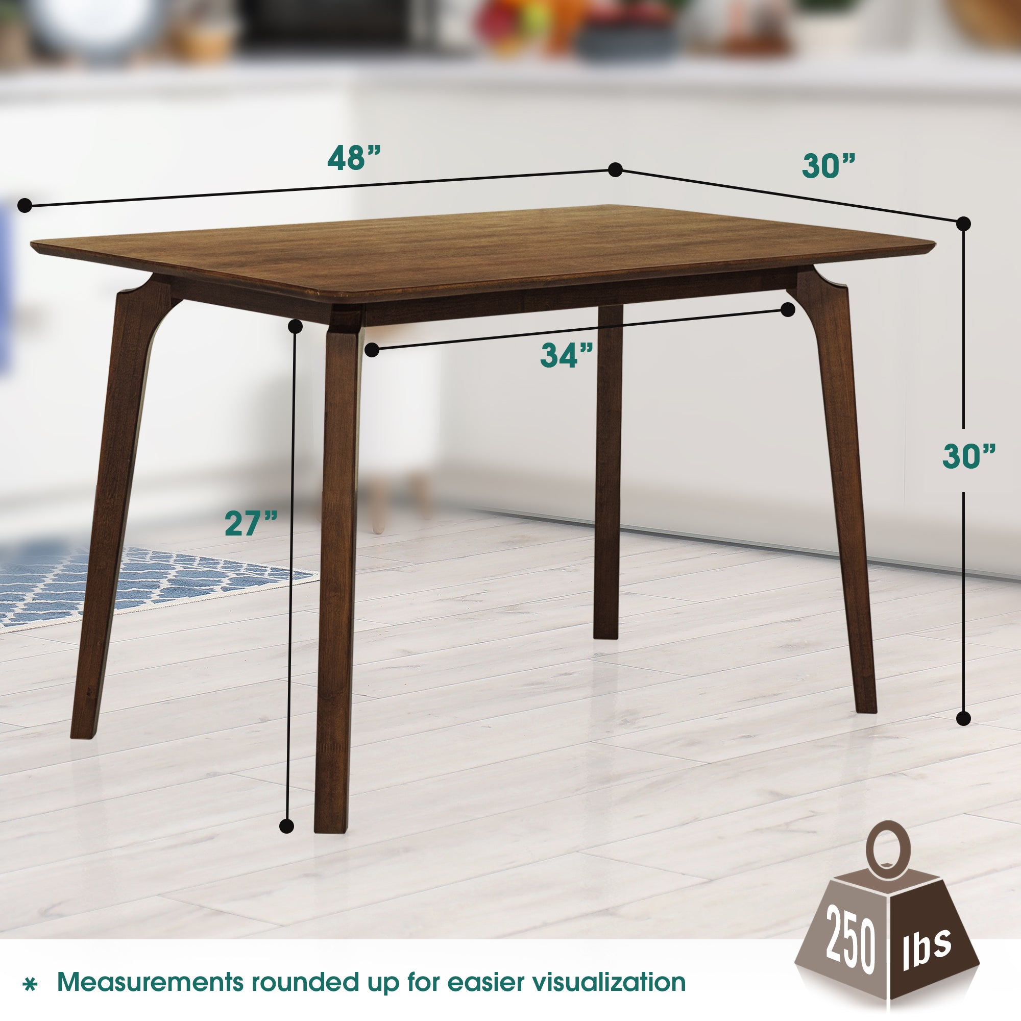 Verve 48" Solid Wood Dining Table/Kitchen Table Dining Table for 4