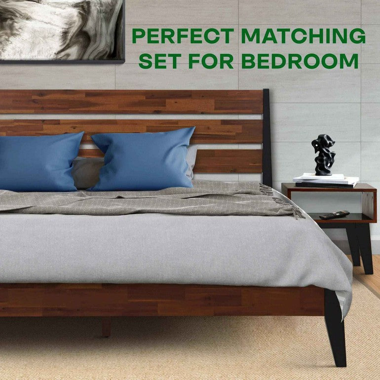 Acacia Emery Solid Wood Bed Frame & Nightstand Bedroom Set - Megsu