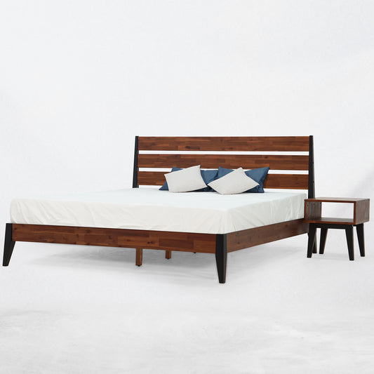 Emery Solid Wood Bed Frame and Nightstand Bedroom Set