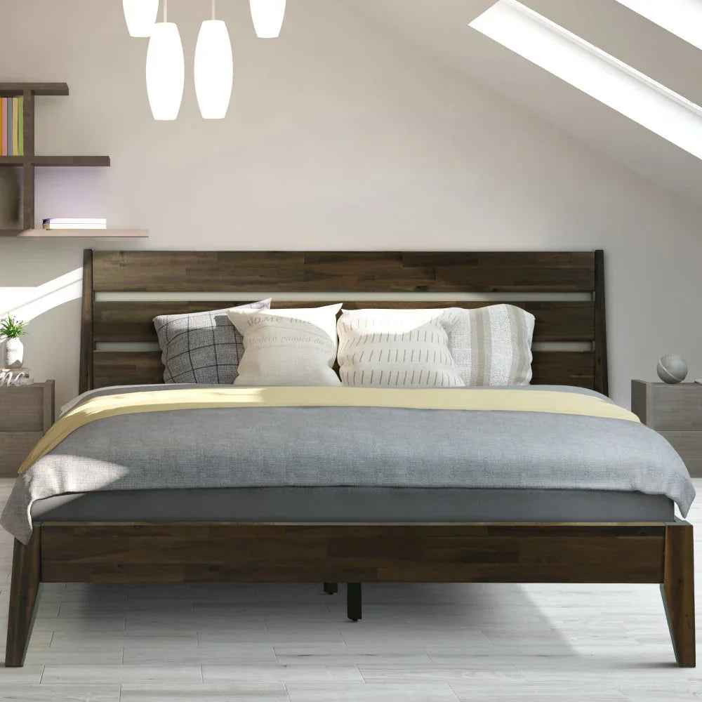 Acacia Emery Wood Platform Bed Frame for Modern Bedrooms - Megsu