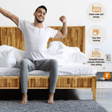 Megsu Bosk Acacia Wood Bed Frame with Headboard