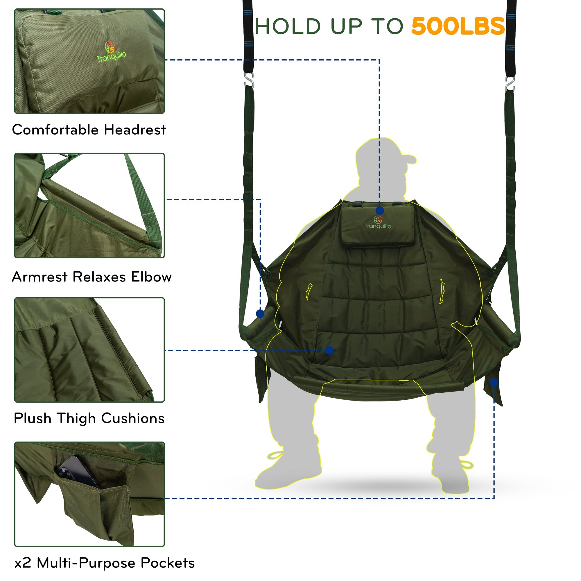 Tranquillo Universal Hammock Chair and Straps
