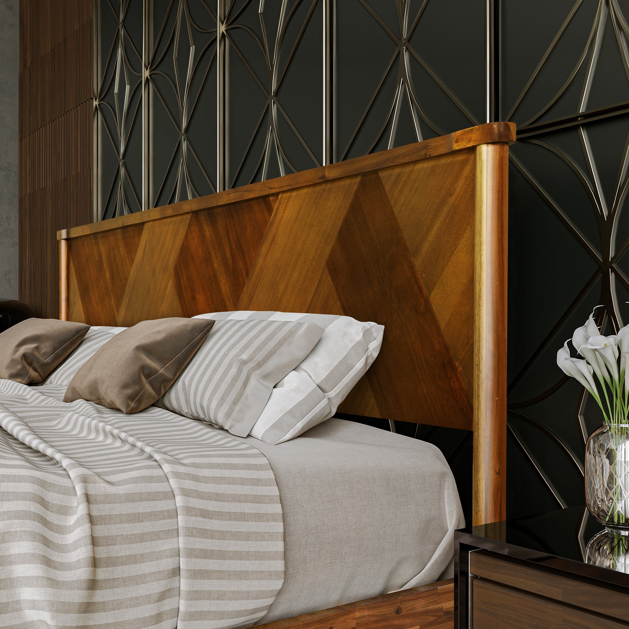 Panthera Platform Bed Frame With Headboard