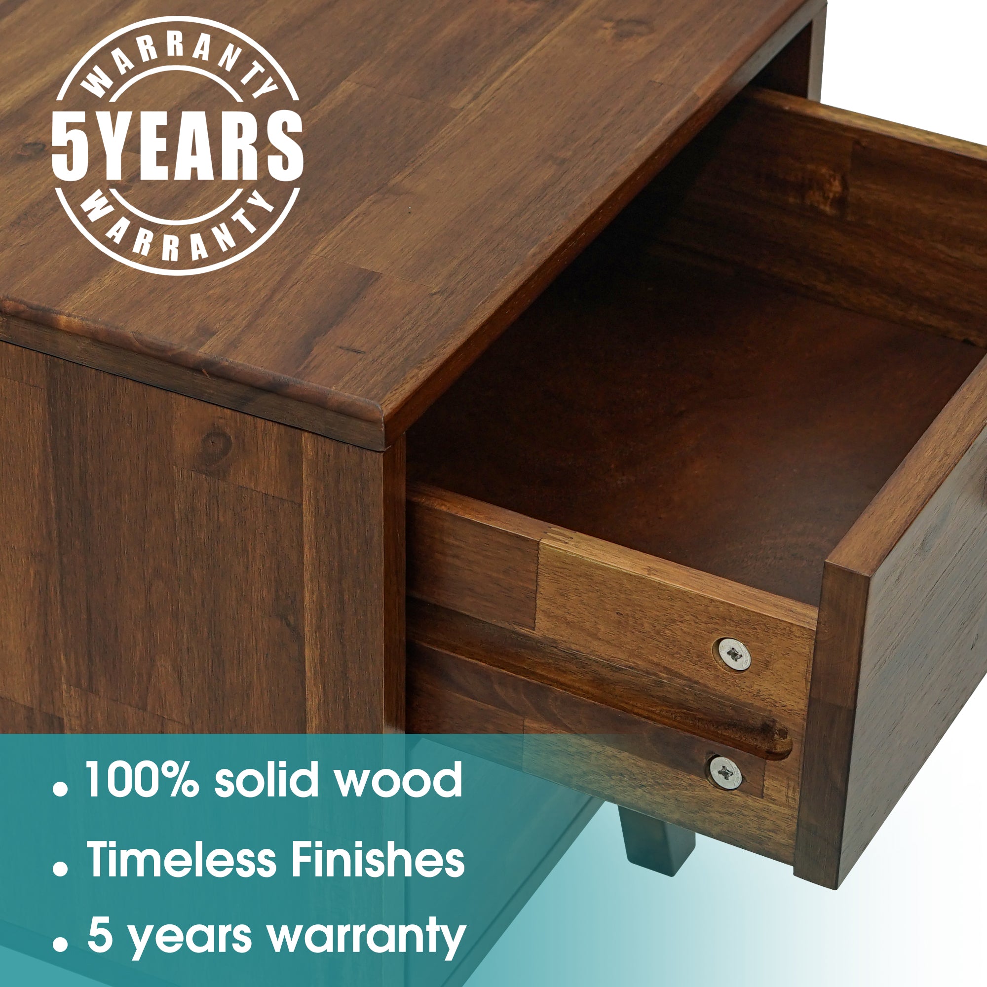 Silvia 2-Drawer Solid Wood Nightstand