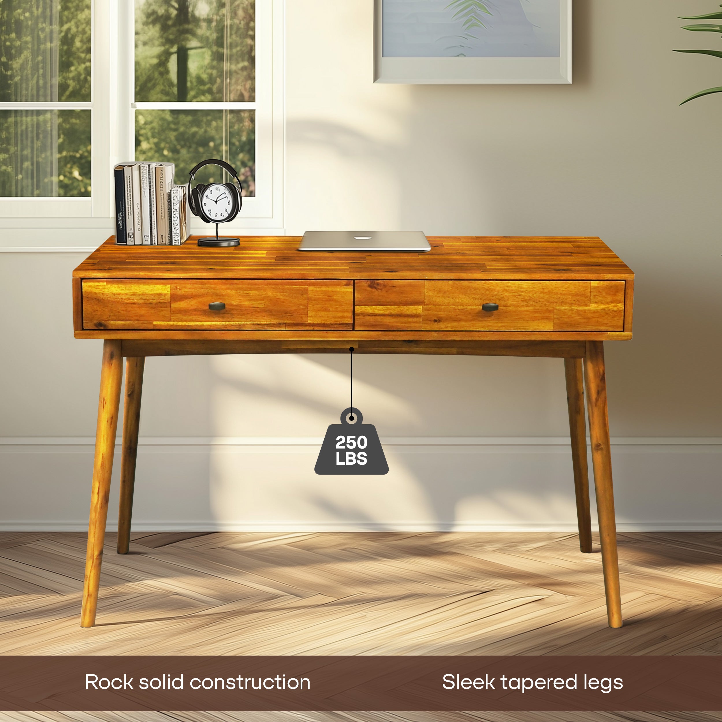 Lagom 48" Solid Wood Work Desk with Drawers