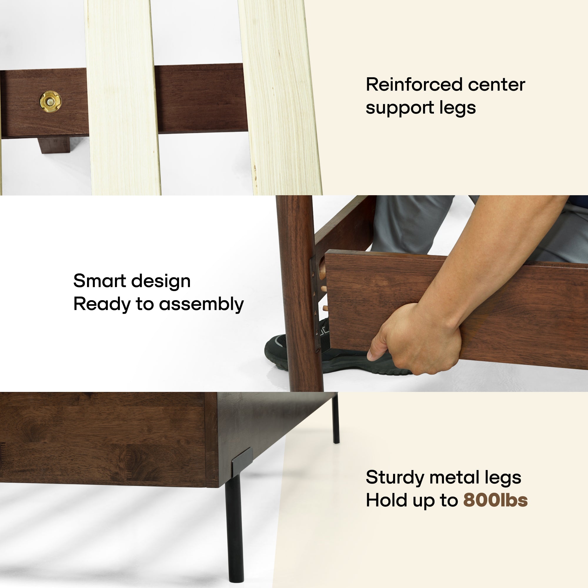 Frida Deluxe Solid Wood Bed Frame - Premium Quality Craftsmanship and Timeless Elegance