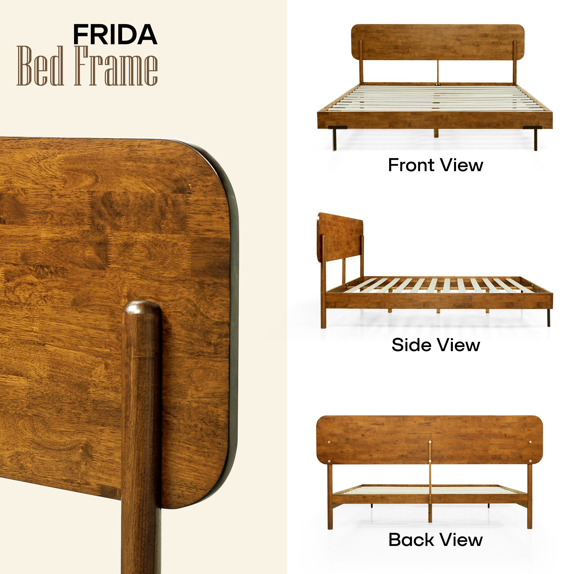 Frida Deluxe Solid Wood Bed Frame