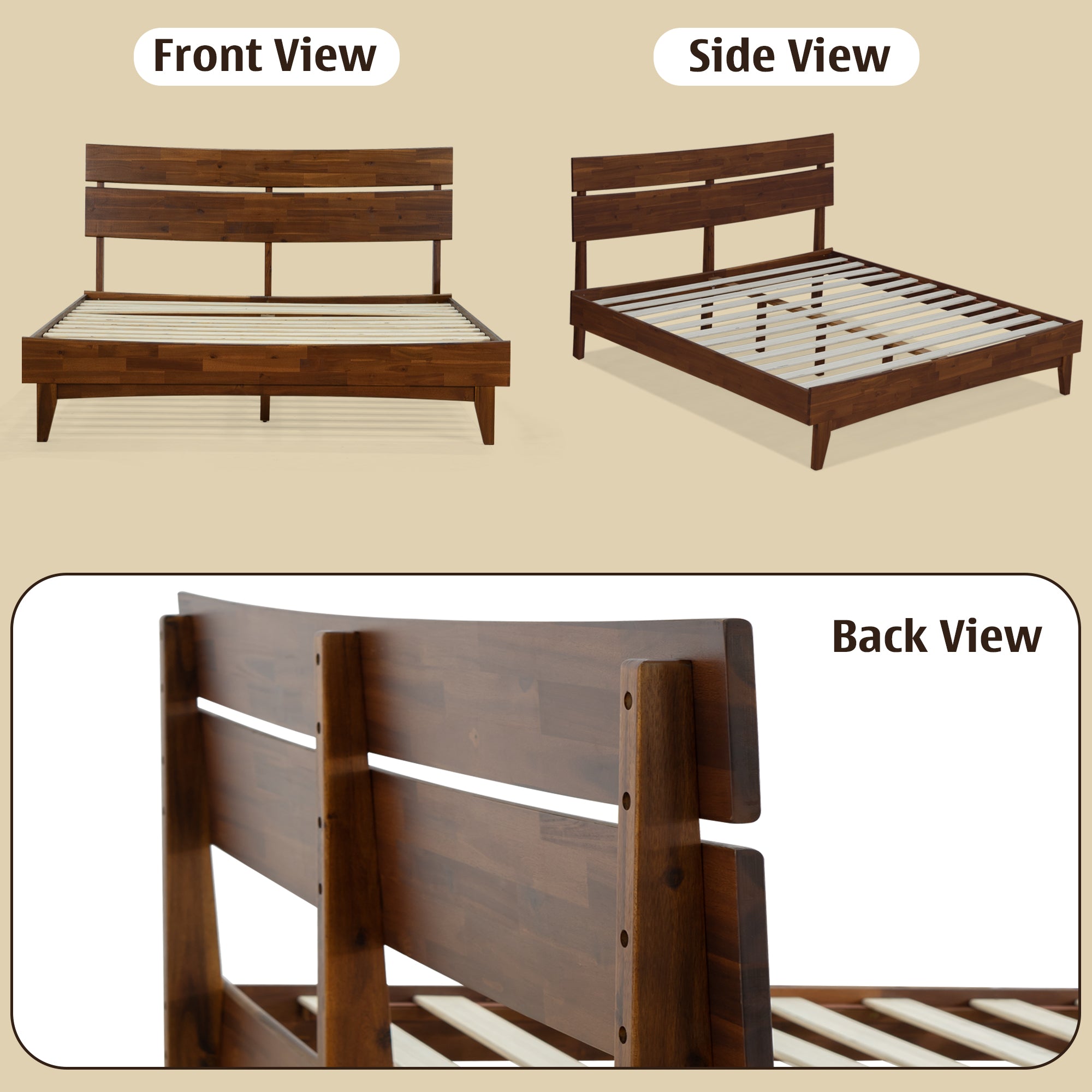 Acacia Aurora Deluxe Wood Platform Bed Frame for Ultimate Comfort and Style