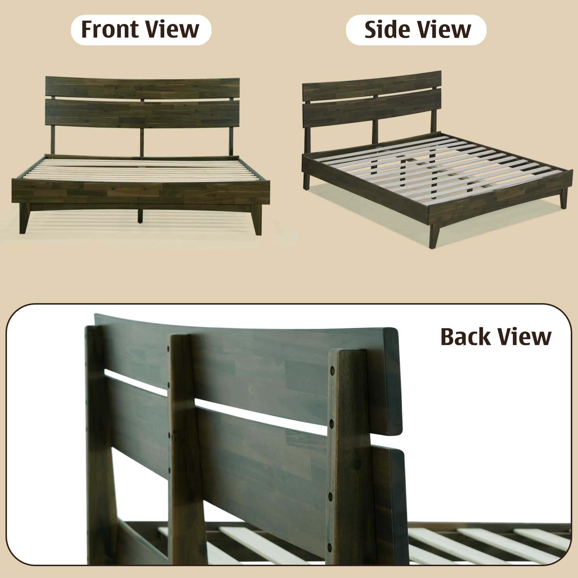 Acacia Aurora Deluxe Wood Platform Bed Frame for Ultimate Comfort and Style