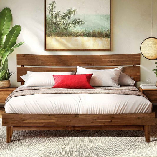 Acacia Aurora Deluxe Wood Platform Bed Frame - Megsu