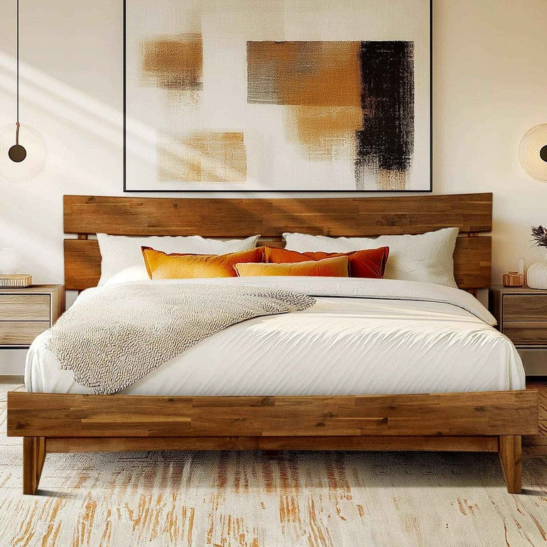 Acacia Solid Wood Bed Frame - Aurora Style for a Stylish Bedroom - Megsu