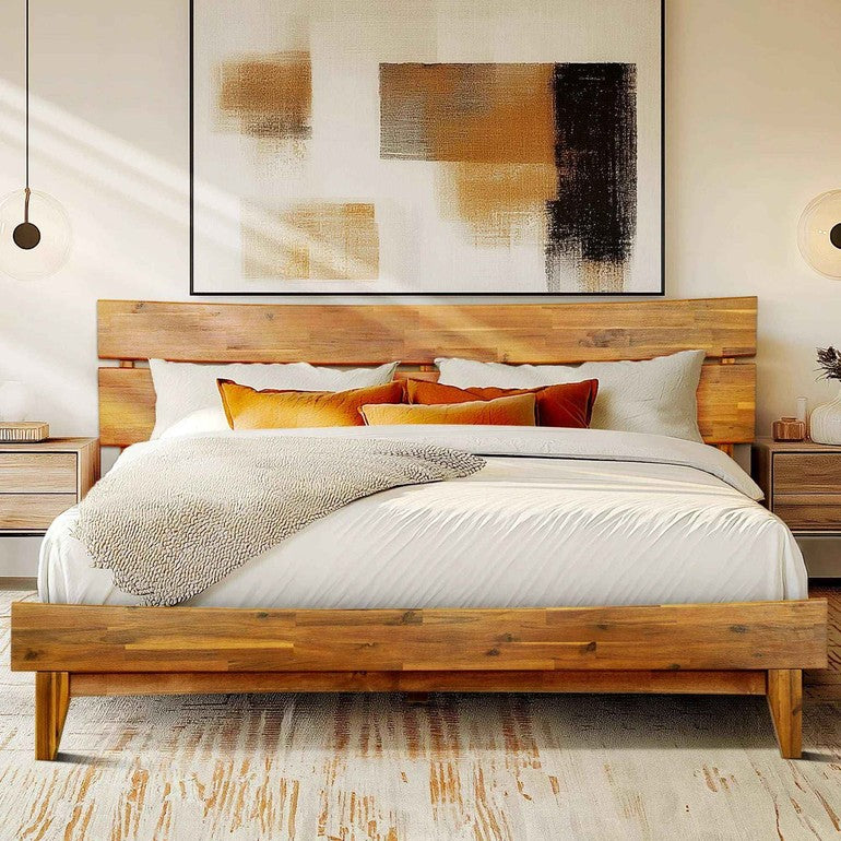 Acacia Solid Wood Bed Frame - Aurora Style for a Stylish Bedroom - Megsu