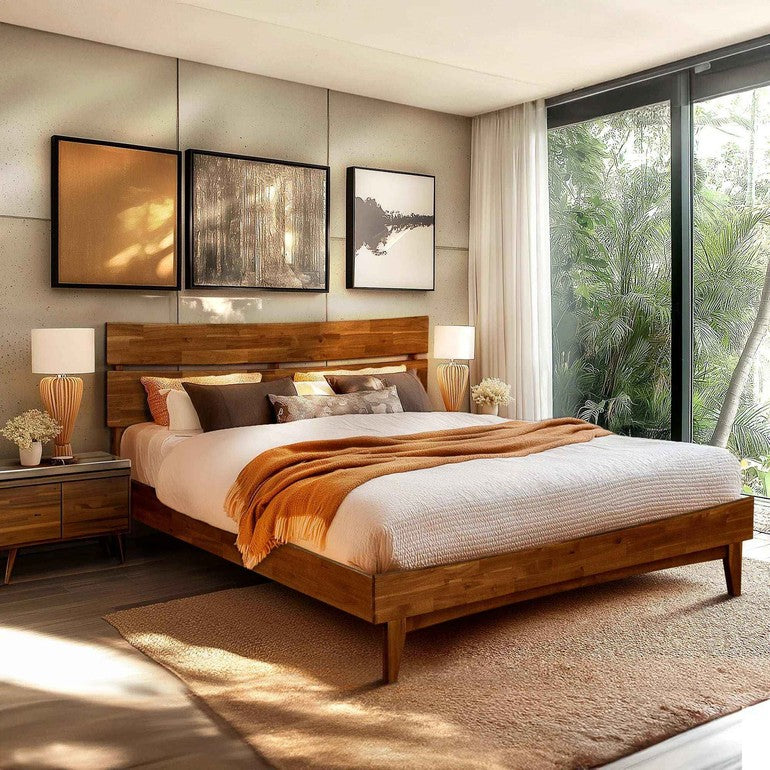 Acacia Solid Wood Bed Frame - Aurora Style for a Stylish Bedroom - Megsu