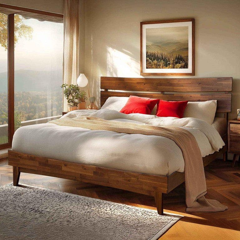 Acacia Aurora Deluxe Wood Platform Bed Frame - Megsu