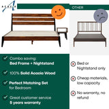 Acacia Emery Solid Wood Bed Frame & Nightstand Bedroom Set - Megsu