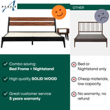 Callisto Solid Wood  Bed Frame and Nightstand Bedroom Set