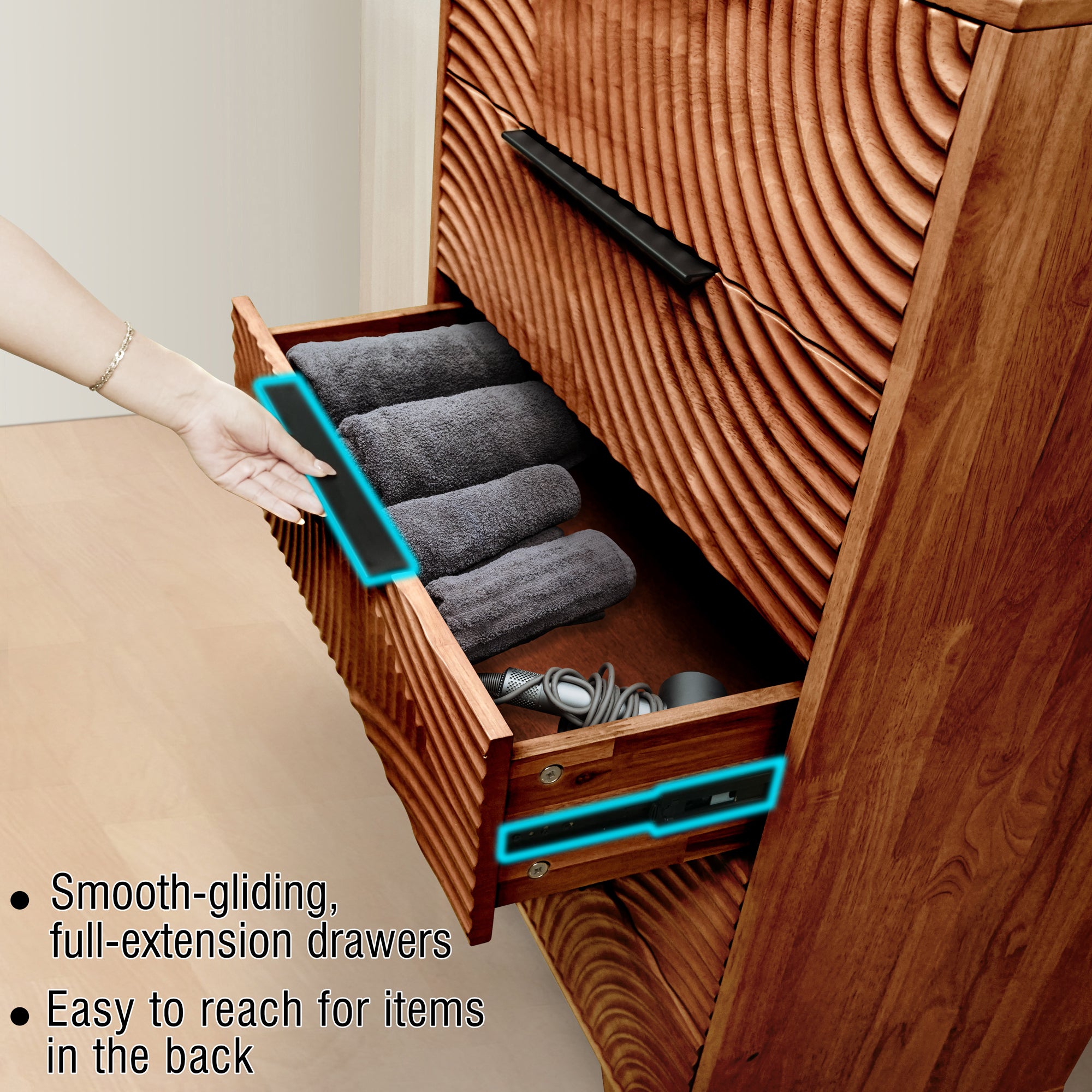 Acacia Harmony Dresser with 5 Drawers for Stylish Storage Solutions