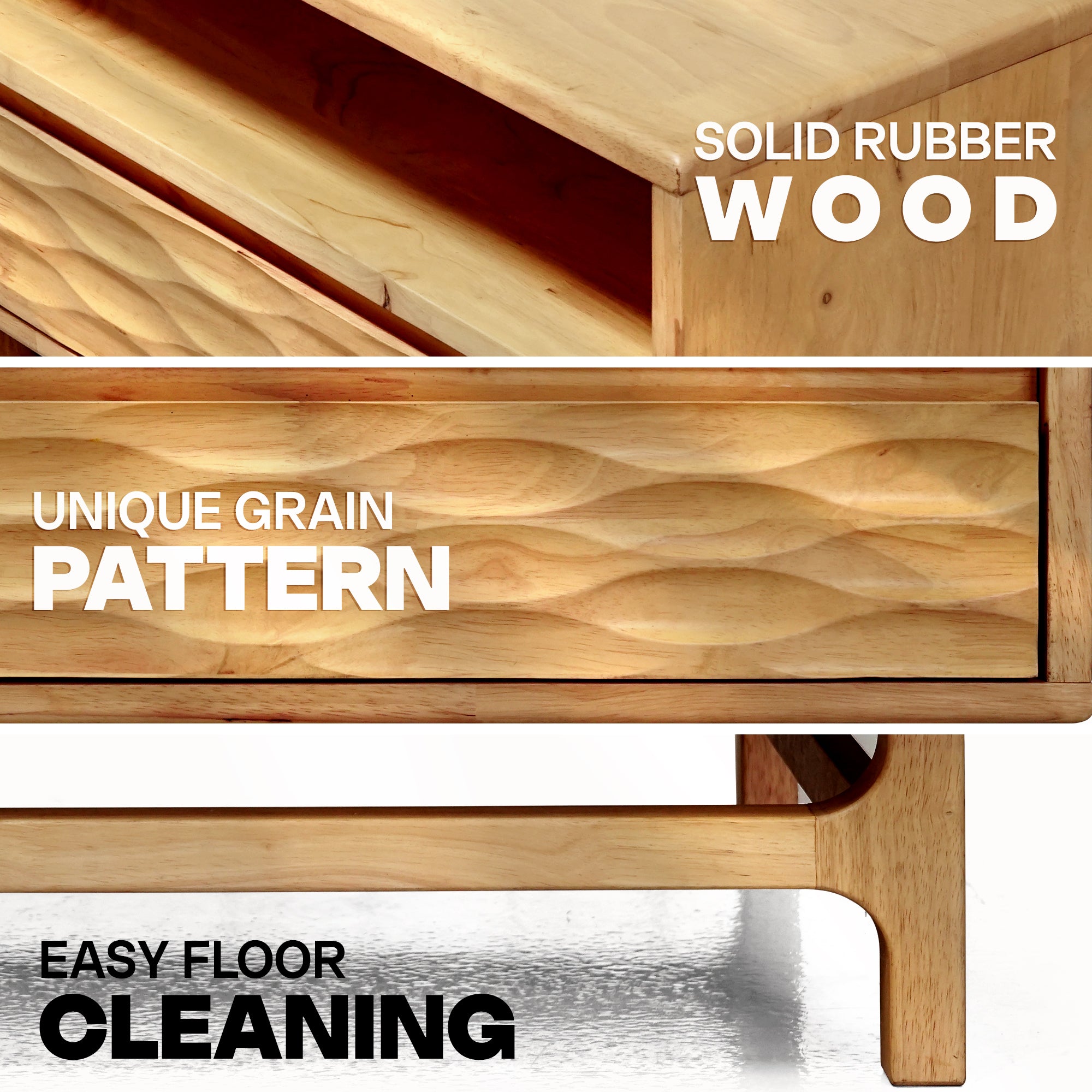 Acacia Elara 47.2” Rectangular Coffee Table with Drawers & Open Storage