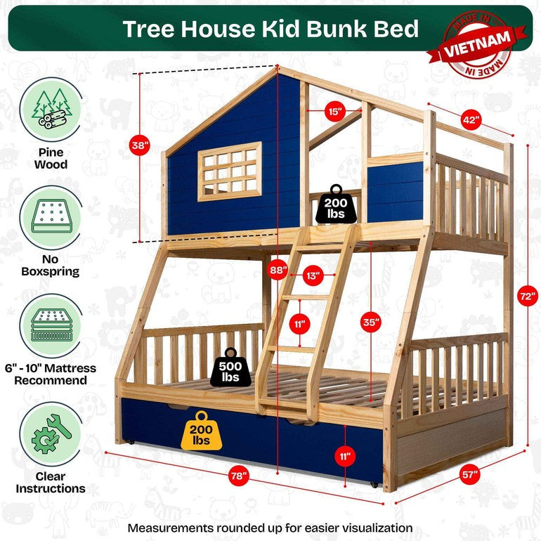 Treehouse Kid Bunk Bed for Fun and Adventure in Your Child's Room - Megsu