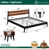 Callisto Solid Wood  Bed Frame and Nightstand Bedroom Set