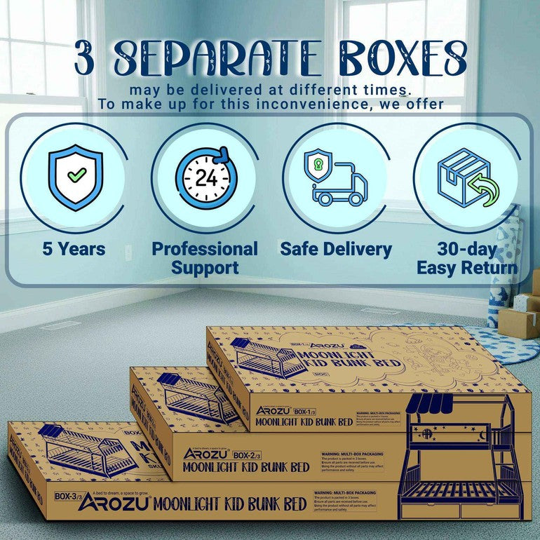 Moonlight Kid Bunk Bed - Stylish and Space-Saving Bunk Bed for Kids - Megsu