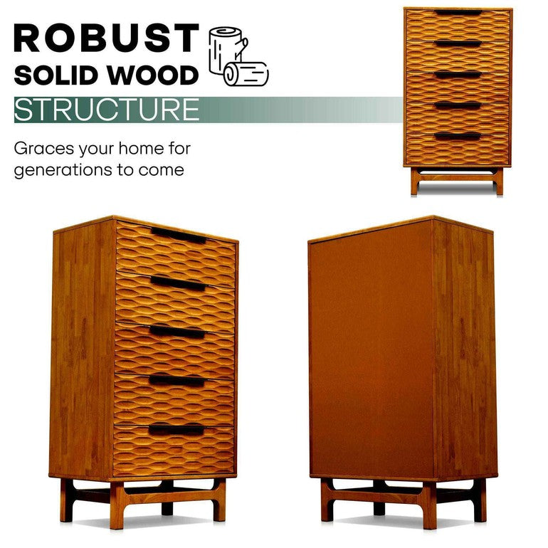 Acacia Elara Dresser with 5 Drawers - Megsu