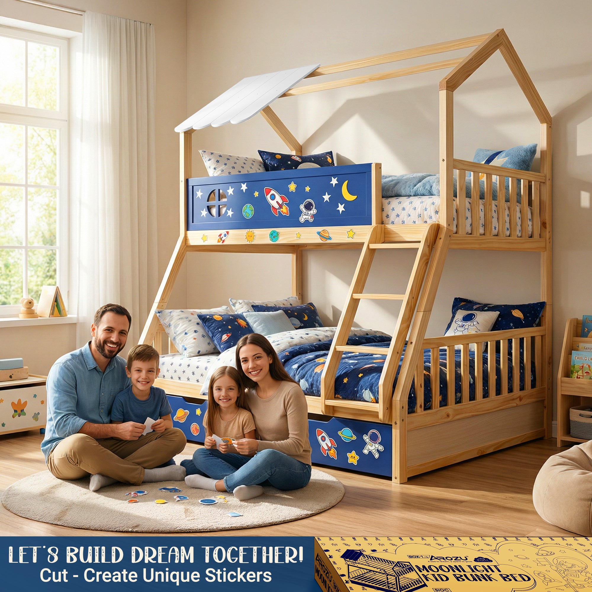 Moonlight Kid Bunk Bed - Stylish and Space-Saving Bunk Bed for Kids