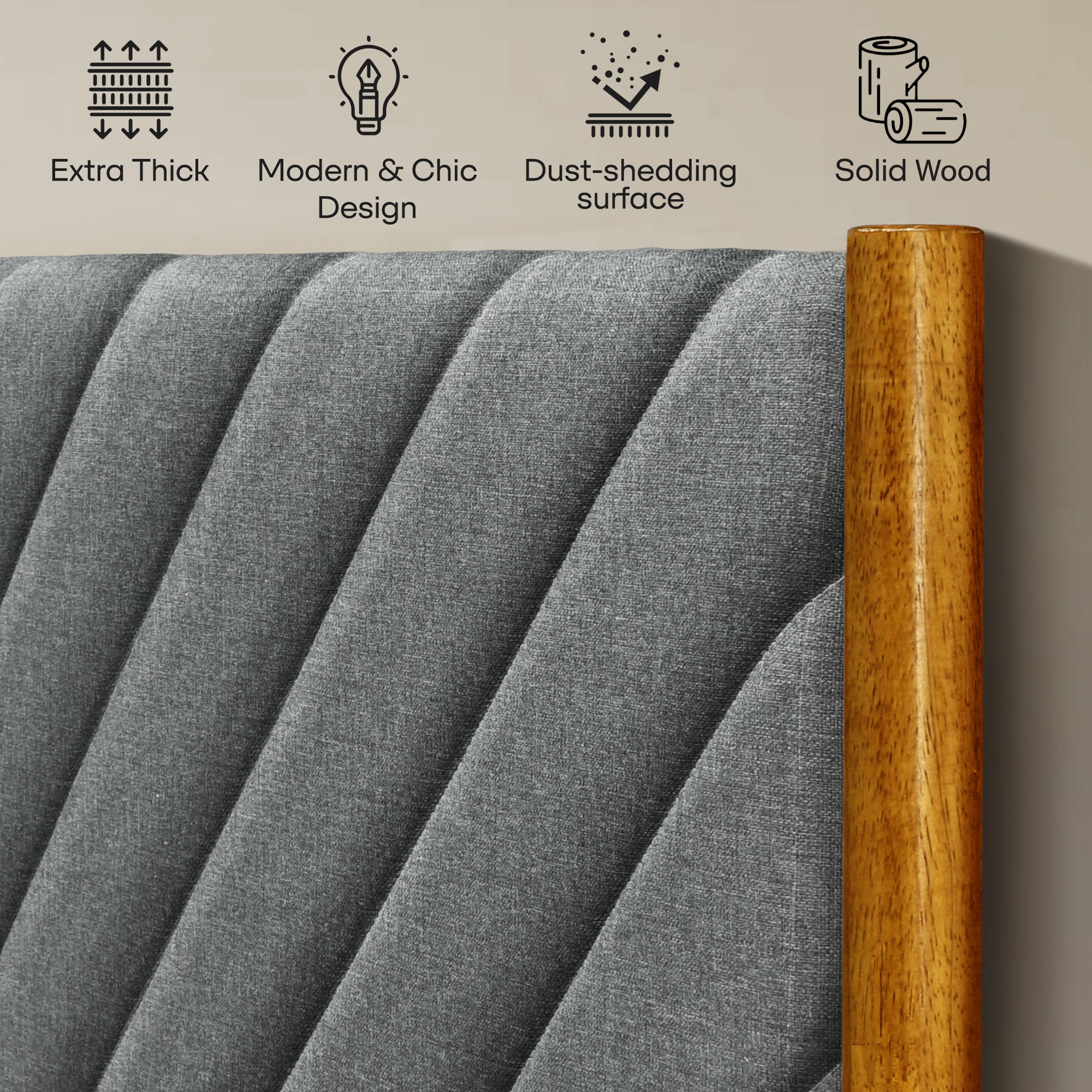 Acacia Astoria Upholstered Solid Wood Bed Frame for Elegant Bedrooms