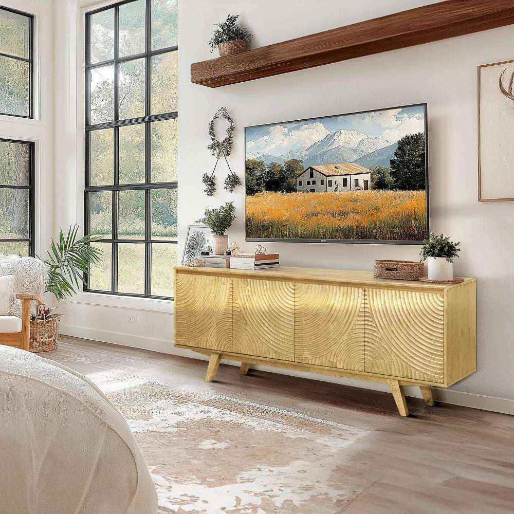 Acacia Harmony TV Stand with Storage for TVs up to 80" - Megsu