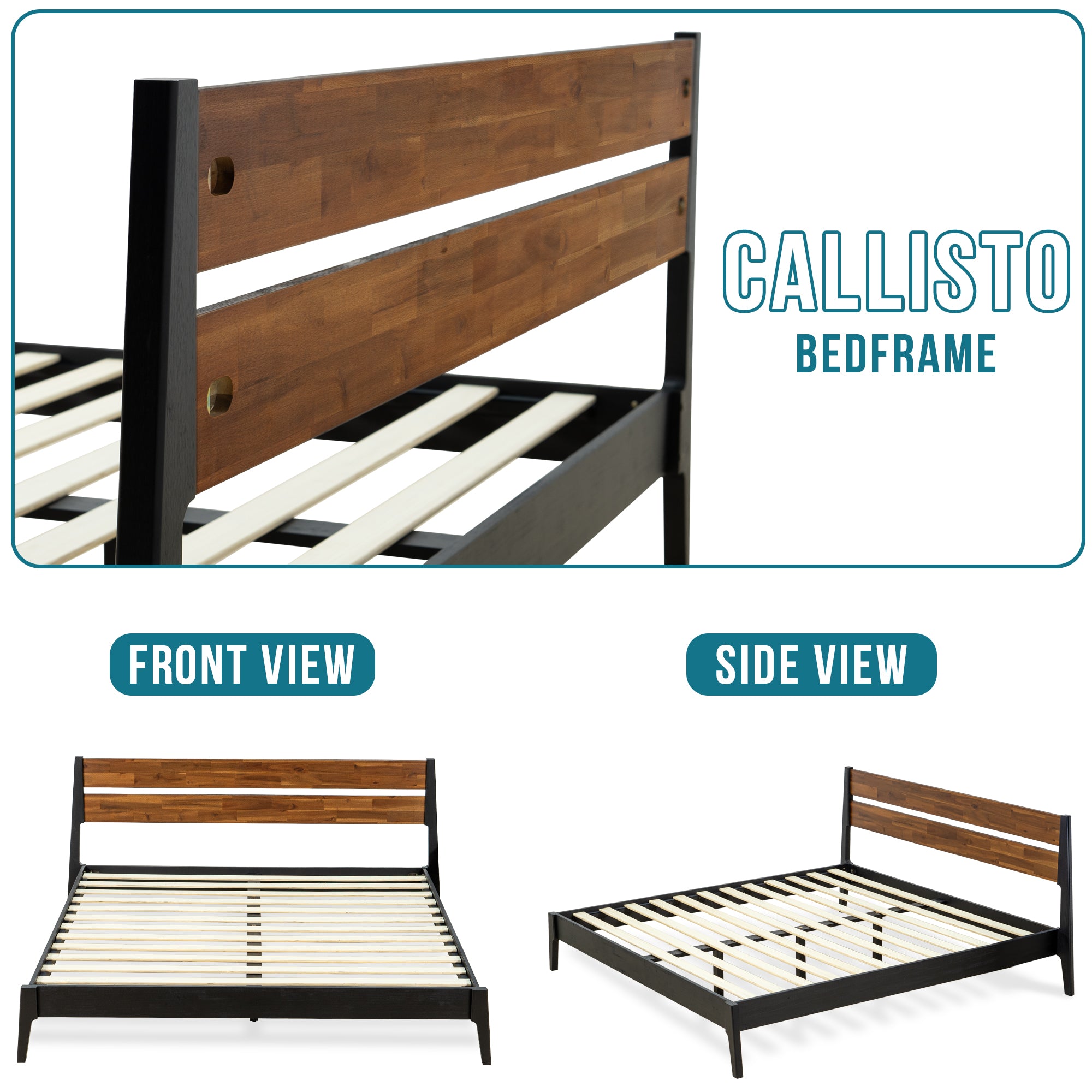 Callisto Deluxe Solid Wood Bed Frame