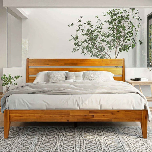 Acacia Emery Solid Wood Bed Frame - Stylish and Durable Acacia Wood Design for Your Bedroom - Megsu