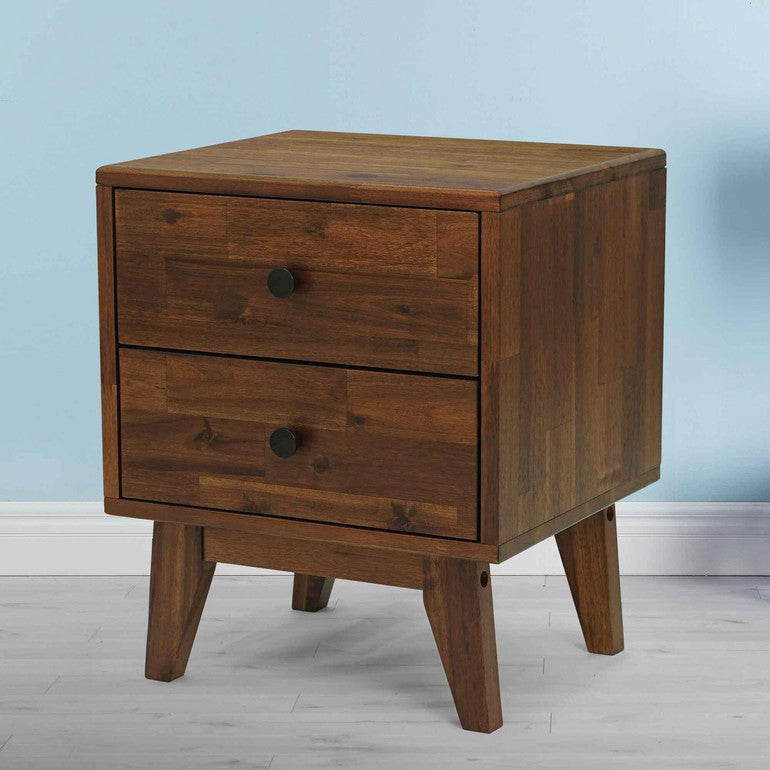 Acacia Silvia 2-Drawer Solid Wood Nightstand - Megsu