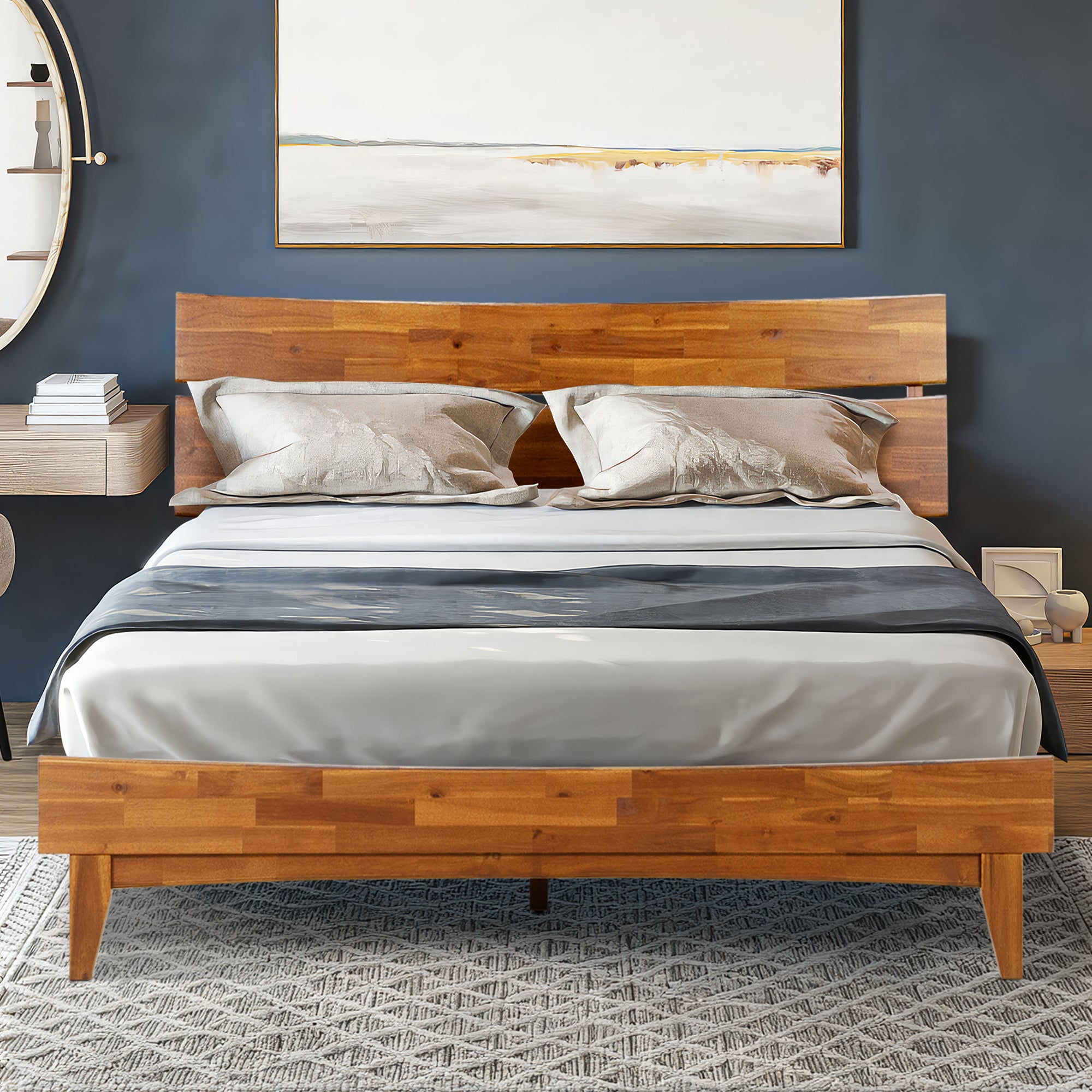 Acacia Aurora Deluxe Wood Platform Bed Frame for Ultimate Comfort and Style